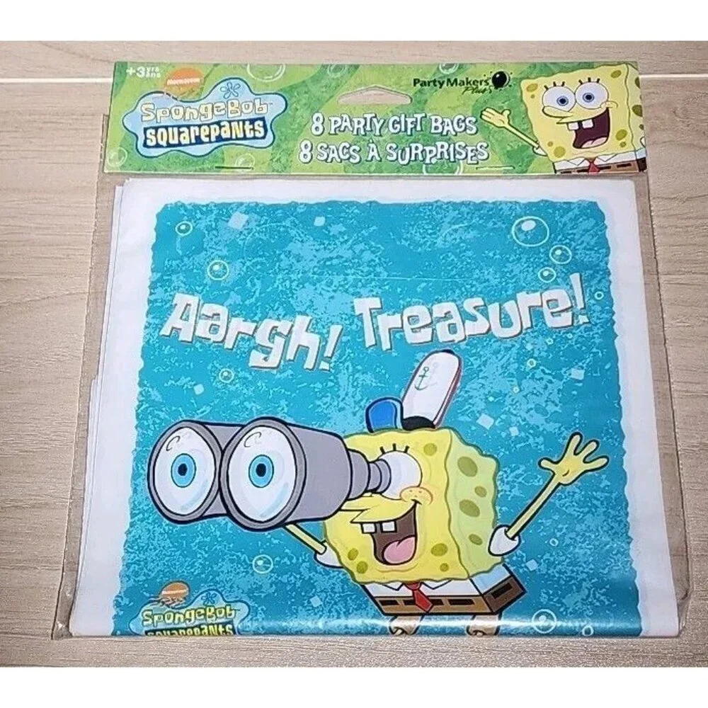 Spongebob Squarepants 8 ct Party Plastic Gift Loot Treat Favor Bags NEW SEALED